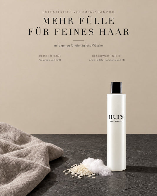 HUFS Daily Shampoo mit Reisproteinen für mehr Fülle bei feinem Haar: sulfatfrei, beschwert nicht