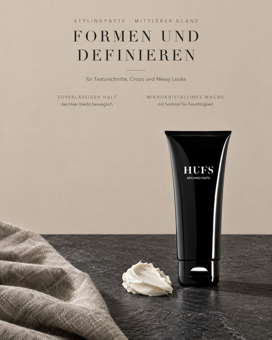 HUFS Molding Paste zum Formen und Definieren: zuverlässiger Halt, mittlerer Glanz, Haar bleibt beweglich