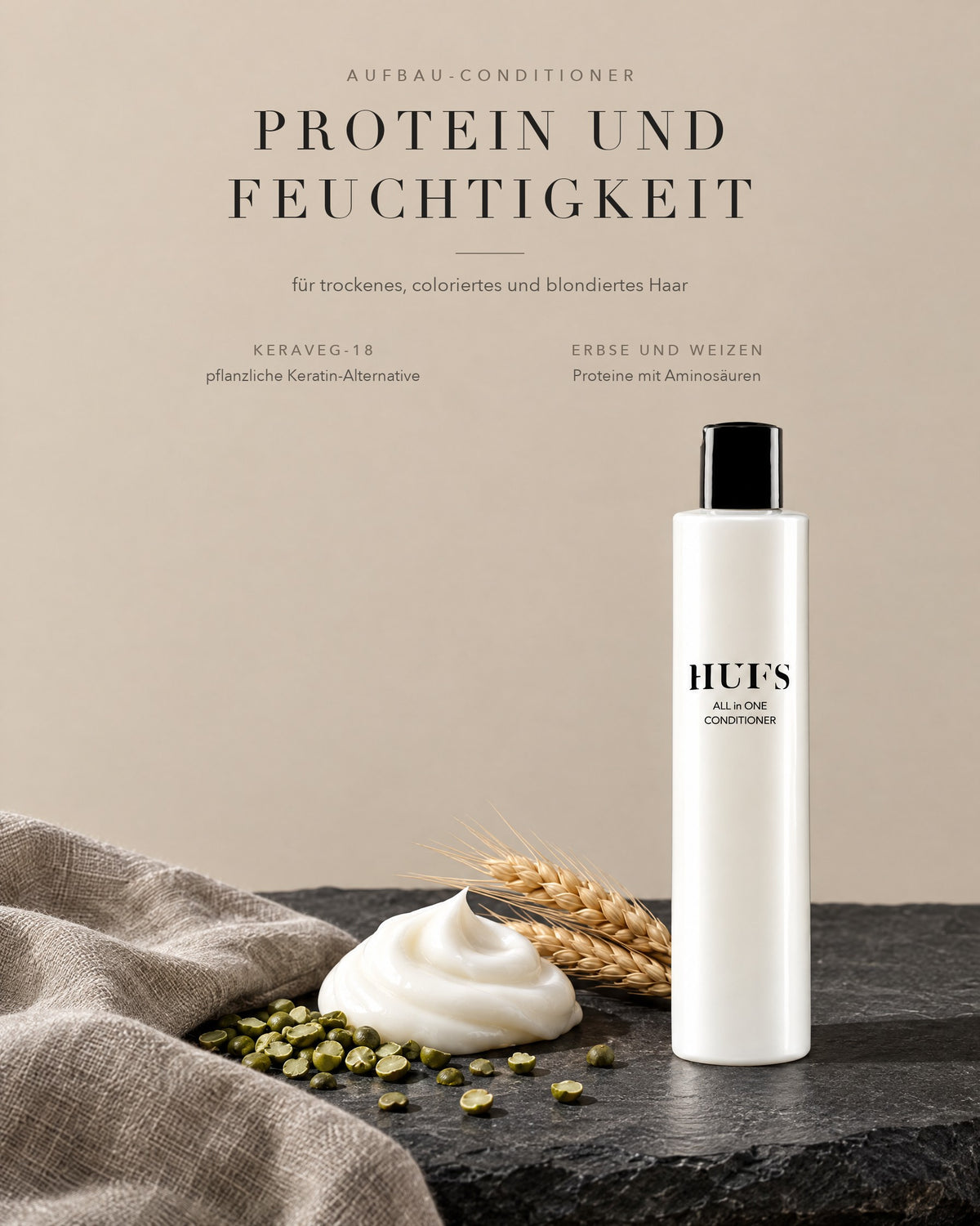 HUFS All in One Conditioner mit Keraveg-18, Erbsen- und Weizenprotein: Aufbau und Feuchtigkeit