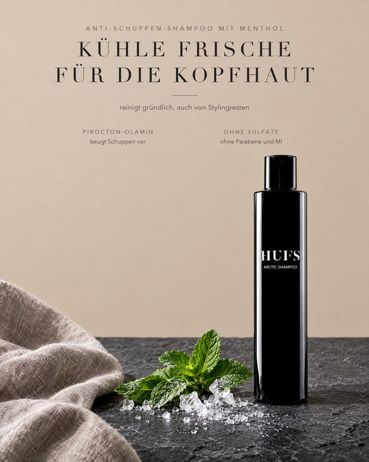 HUFS Arctic Shampoo mit Menthol gegen Schuppen: kühlt die Kopfhaut, mit Pirocton-Olamin, ohne Sulfate