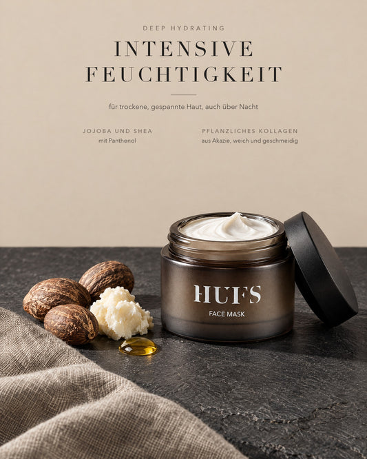 HUFS Face Mask mit Jojobaöl, Sheabutter und pflanzlichem Kollagen: intensive Feuchtigkeit für trockene Haut